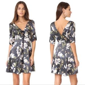 Cinq A Sept 100% Silk Floral Anders spring Dress  8  blue wedding party birthday